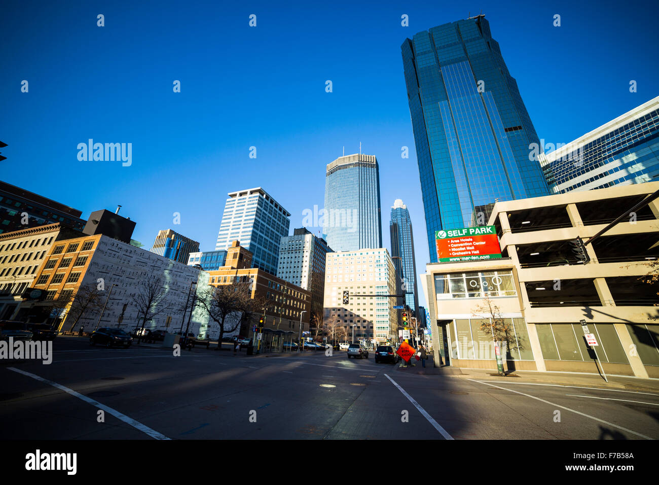 Intersection à downtown Minneapolis Banque D'Images