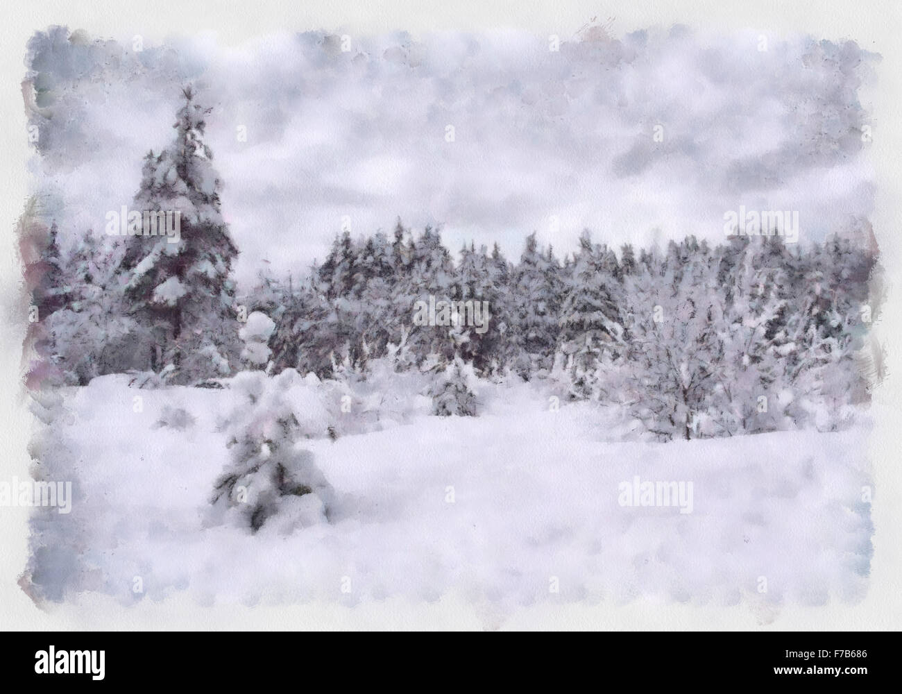 Résumé d'hiver paysage forêt dans la neige. Banque D'Images