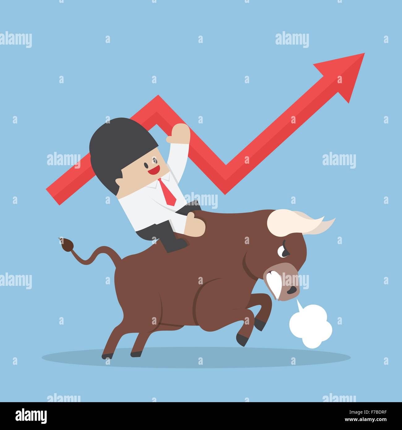 Businessman riding sur Bull, marché boursier haussier concept, vecteur, EPS10 Illustration de Vecteur