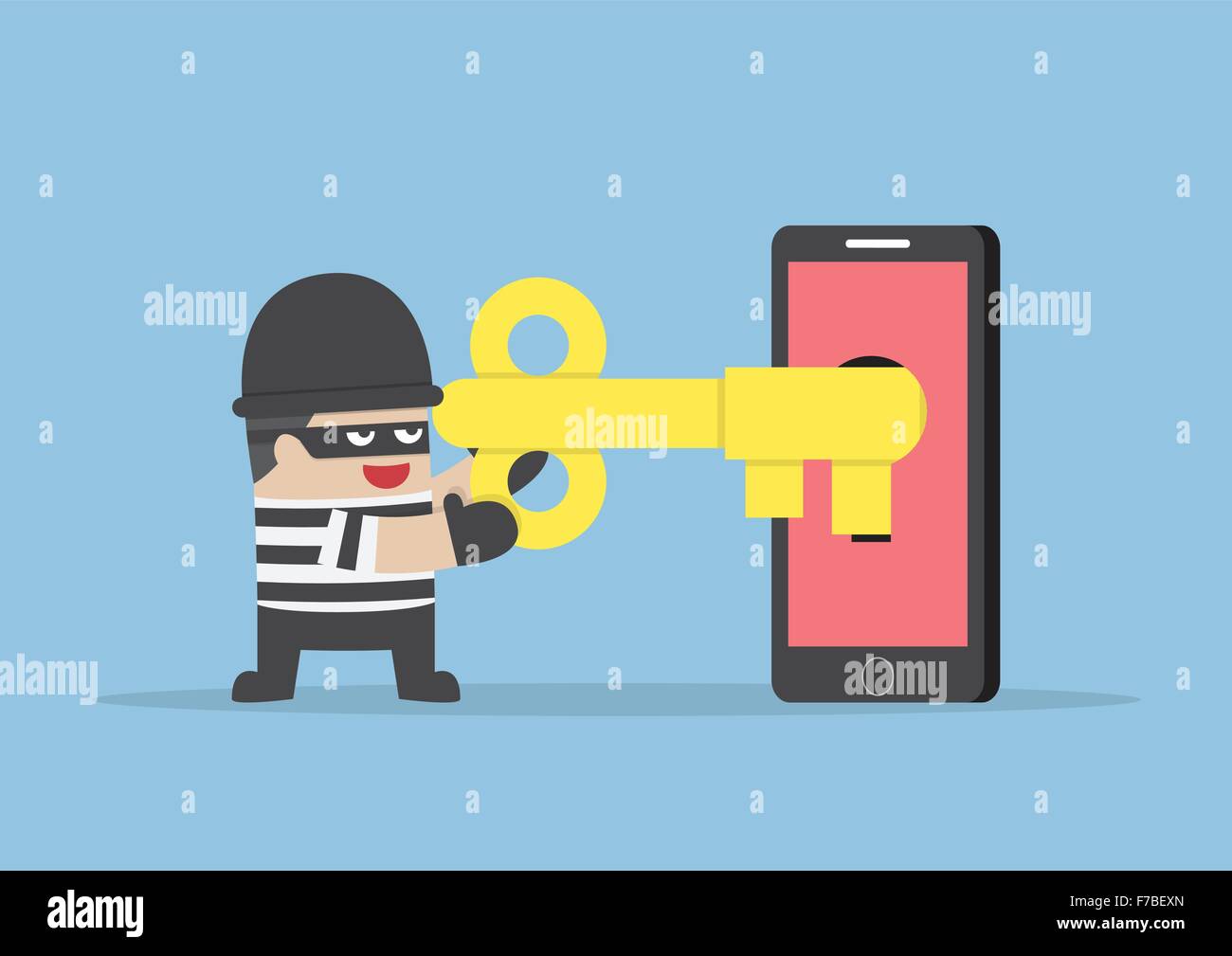 Voleur ou hacker hacking smartphone par clé, VECTOR, EPS10 Illustration de Vecteur