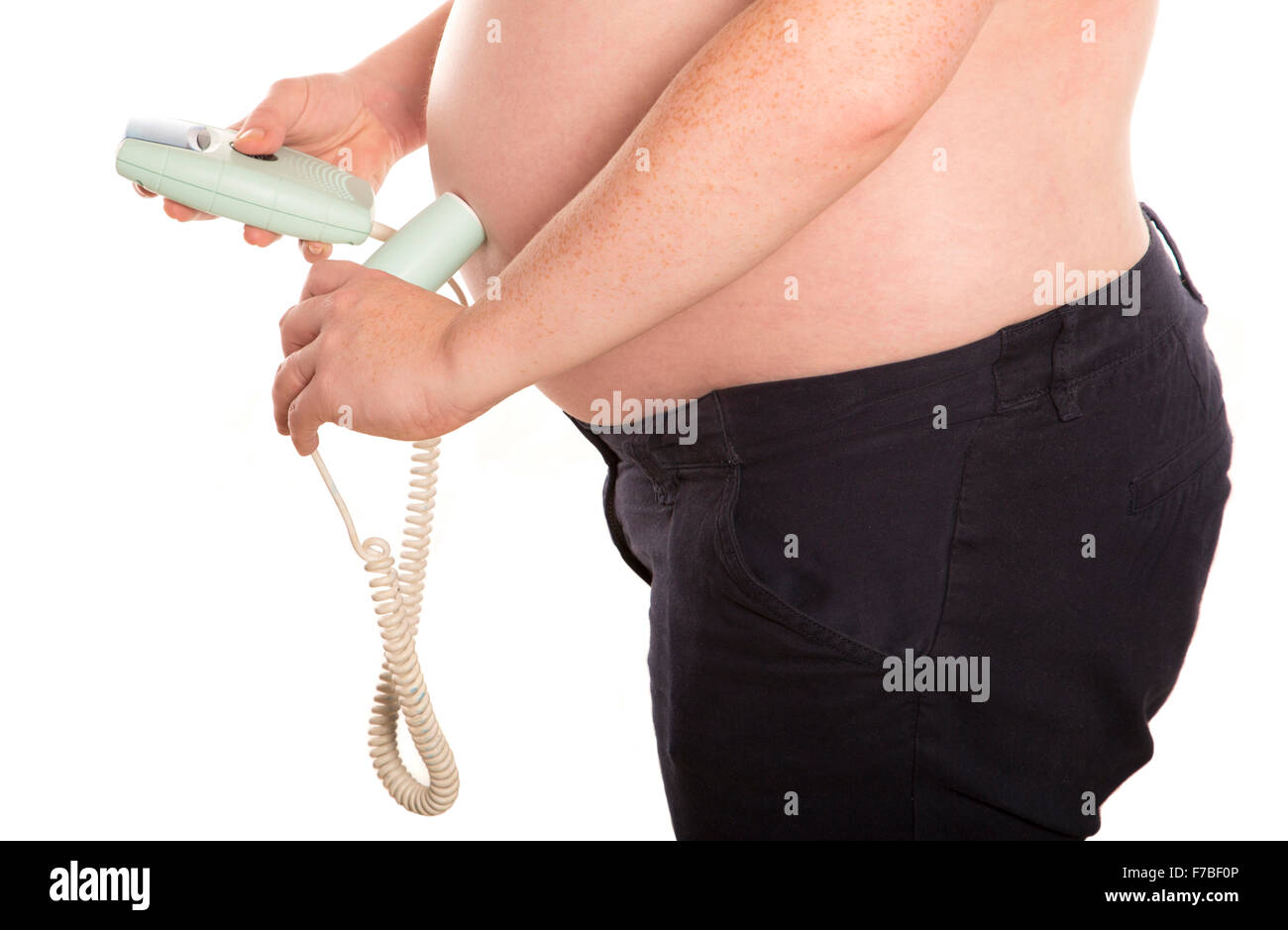 Les femmes enceintes à l'aide d'une découpe studio doppler Banque D'Images