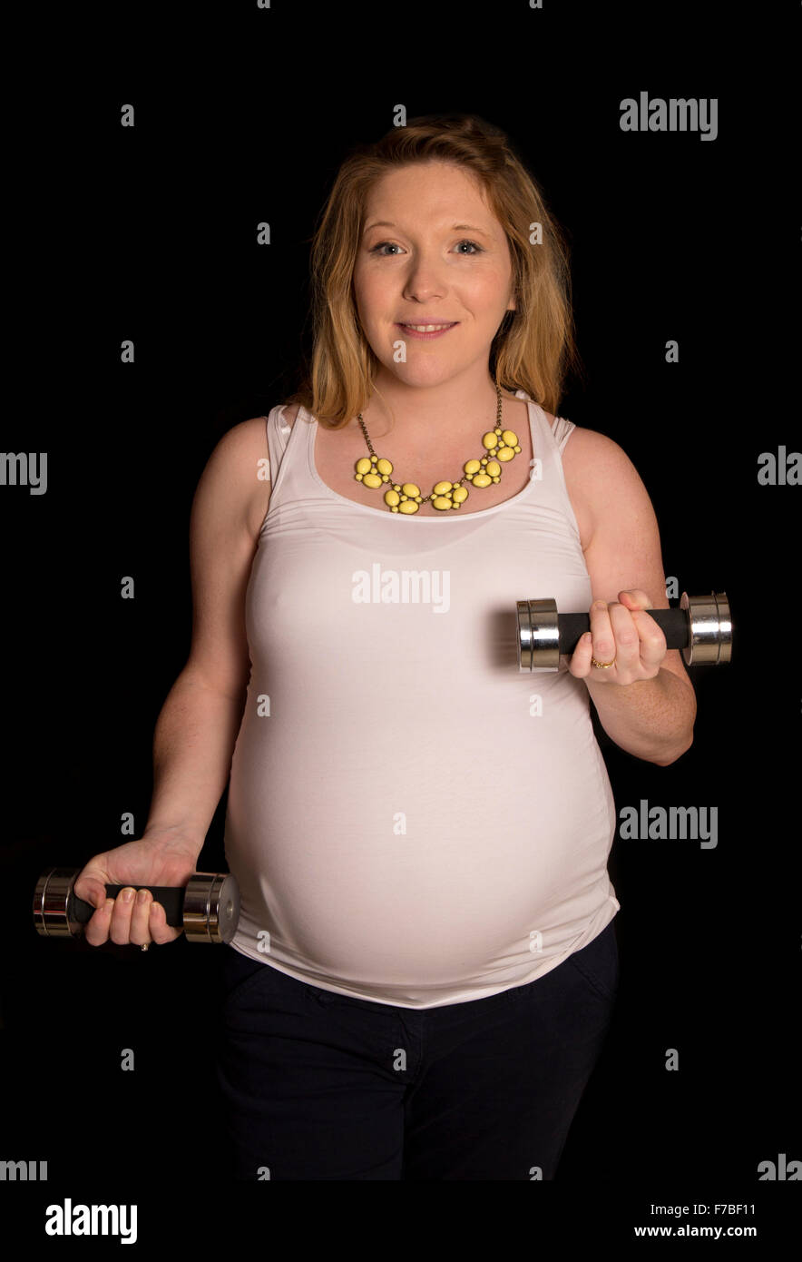 L'exercice pendant la grossesse silhouette studio Banque D'Images