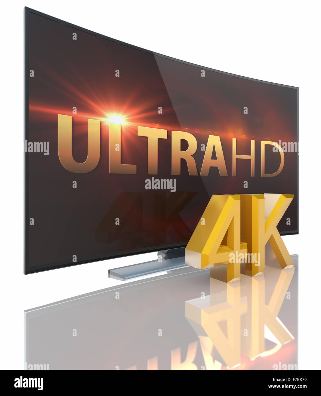 Smart TV Ultra HD avec écran incurvé sur fond blanc Banque D'Images