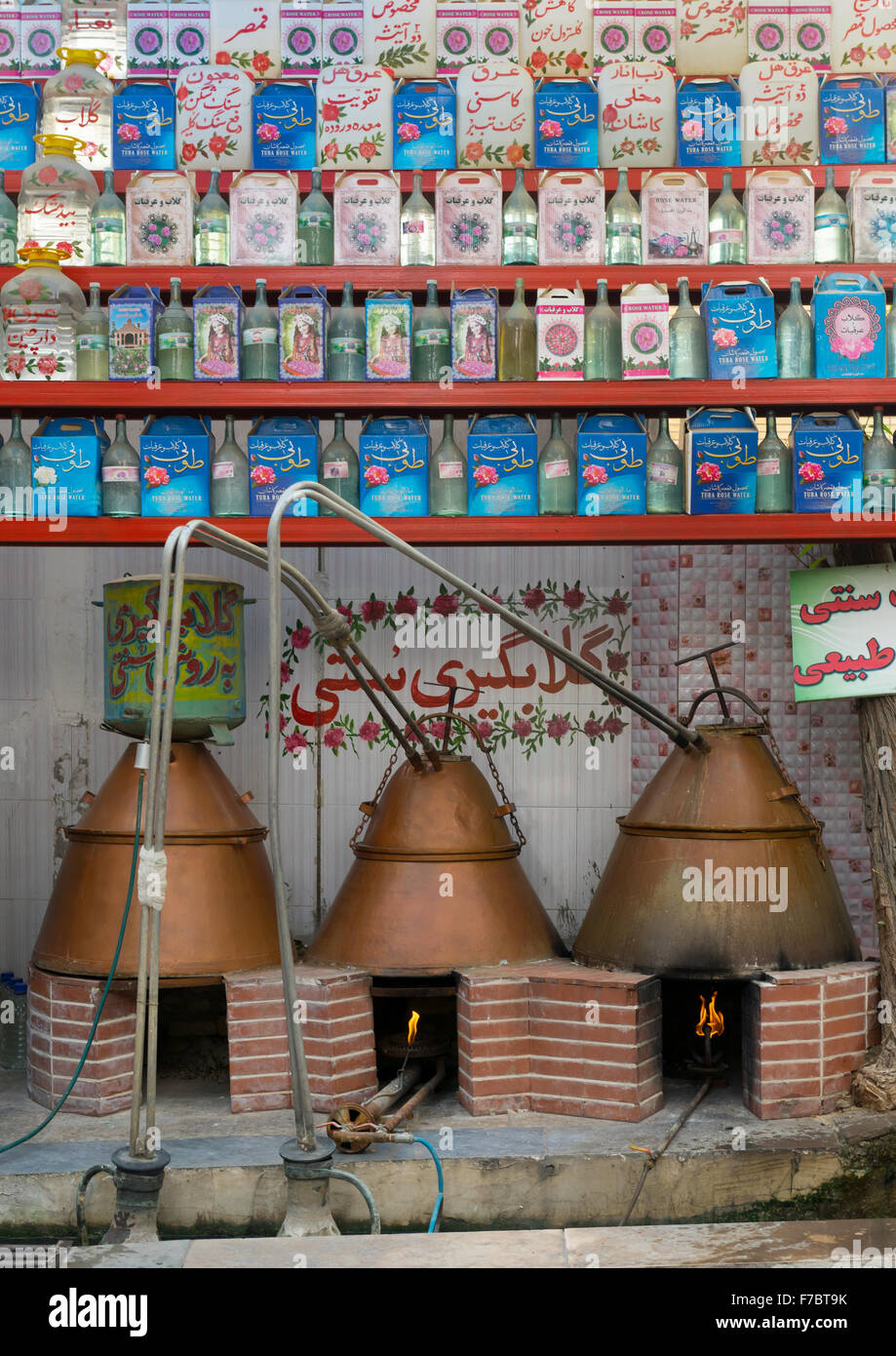 L'eau de rose distillerie, Province d'Ispahan, Kashan, Iran Banque D'Images