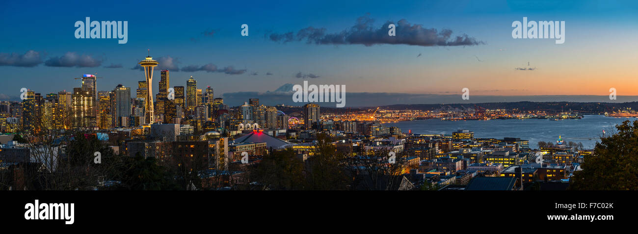 Washington Seattle Skyline de célèbre Kerry Park. Banque D'Images