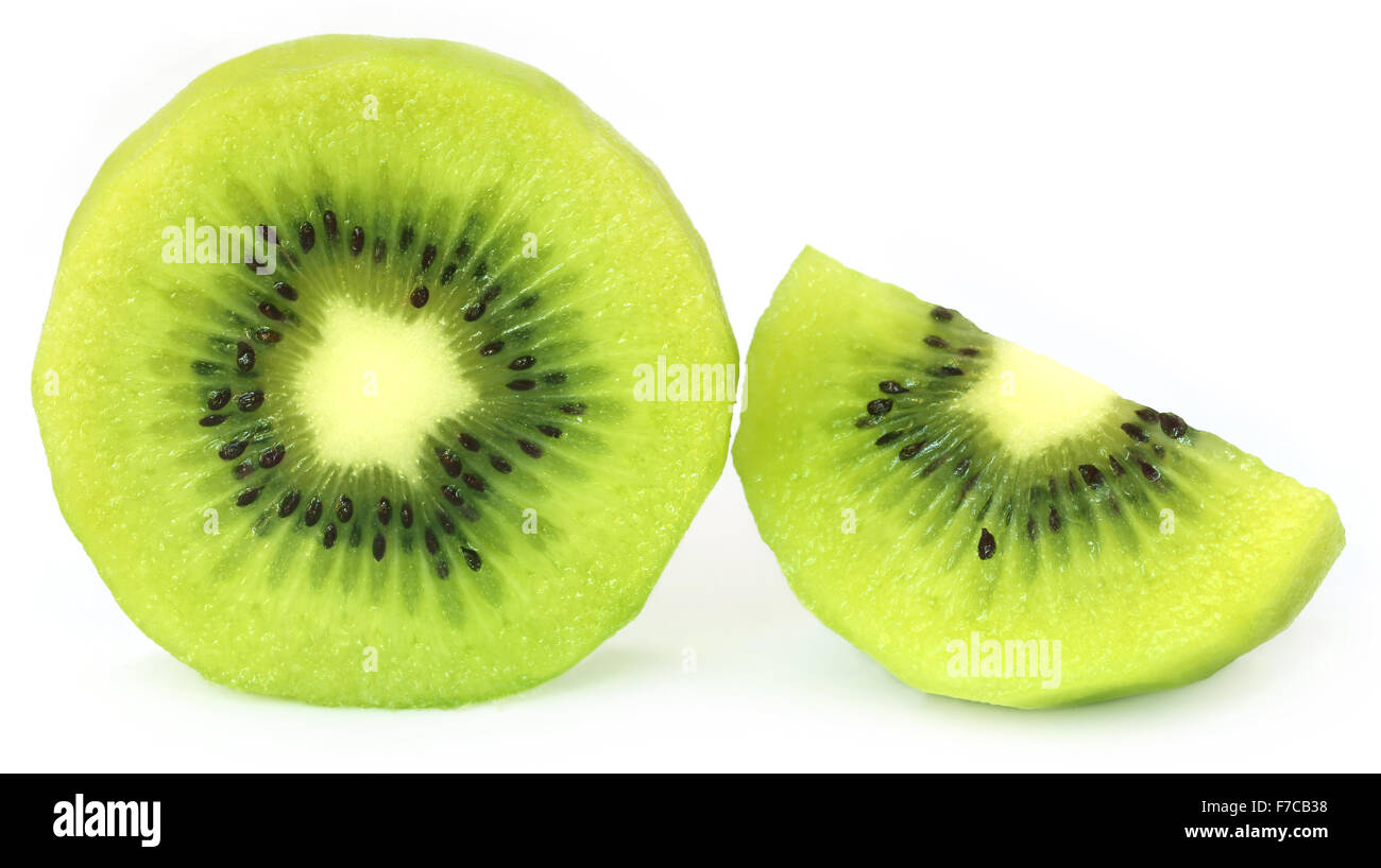 Les kiwis sur fond blanc Banque D'Images