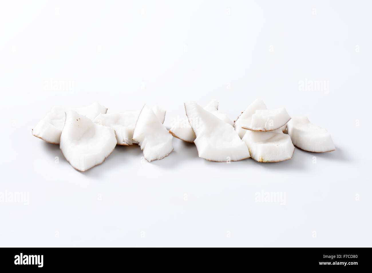 Des morceaux de chair de noix de coco fraîche Banque D'Images