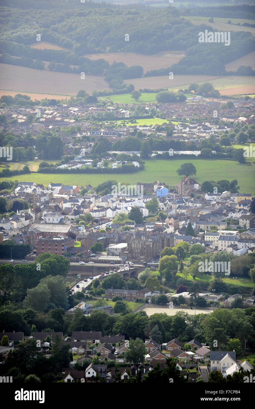 Une vue générale de Monmouth, dans le sud du Pays de Galles, Royaume-Uni. Banque D'Images