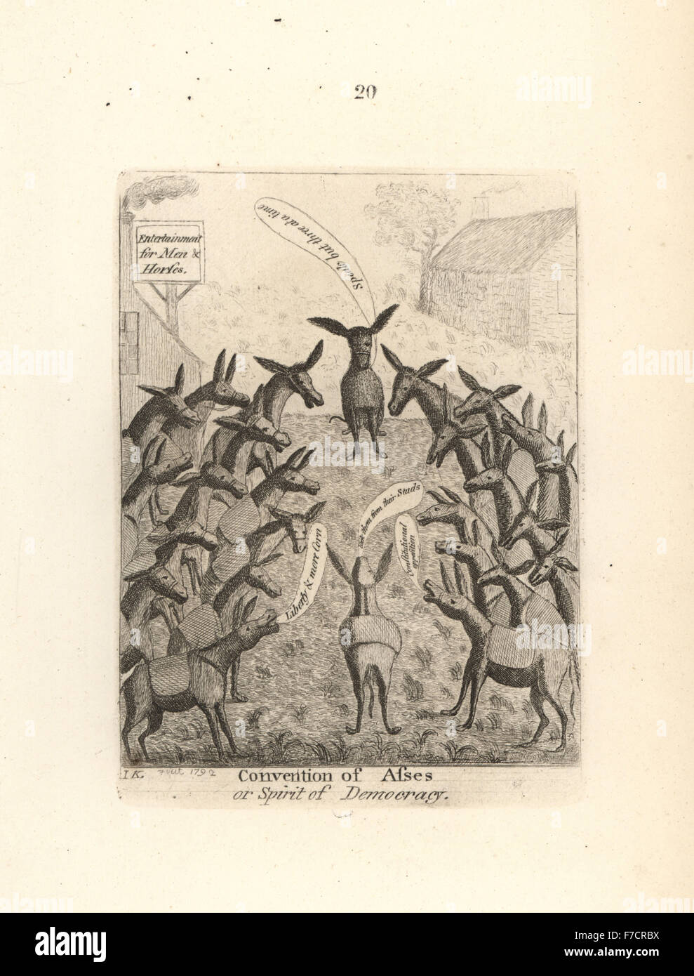 Convention d'ânes, ou l'esprit de la démocratie, 1792. La gravure sur cuivre par John Kay à partir d'une série de portraits originaux et la caricature d'eaux-fortes, Hugh Paton, Édimbourg, 1842. Banque D'Images