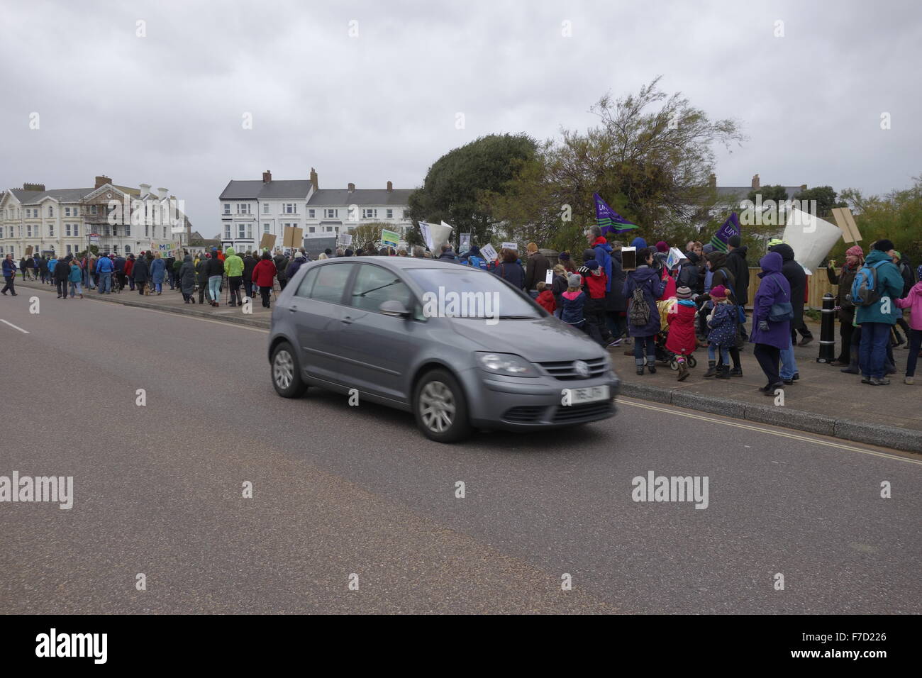 Le changement climatique Rally Exmouth, Devon UK 14h30 29 Novembre 2015 Banque D'Images