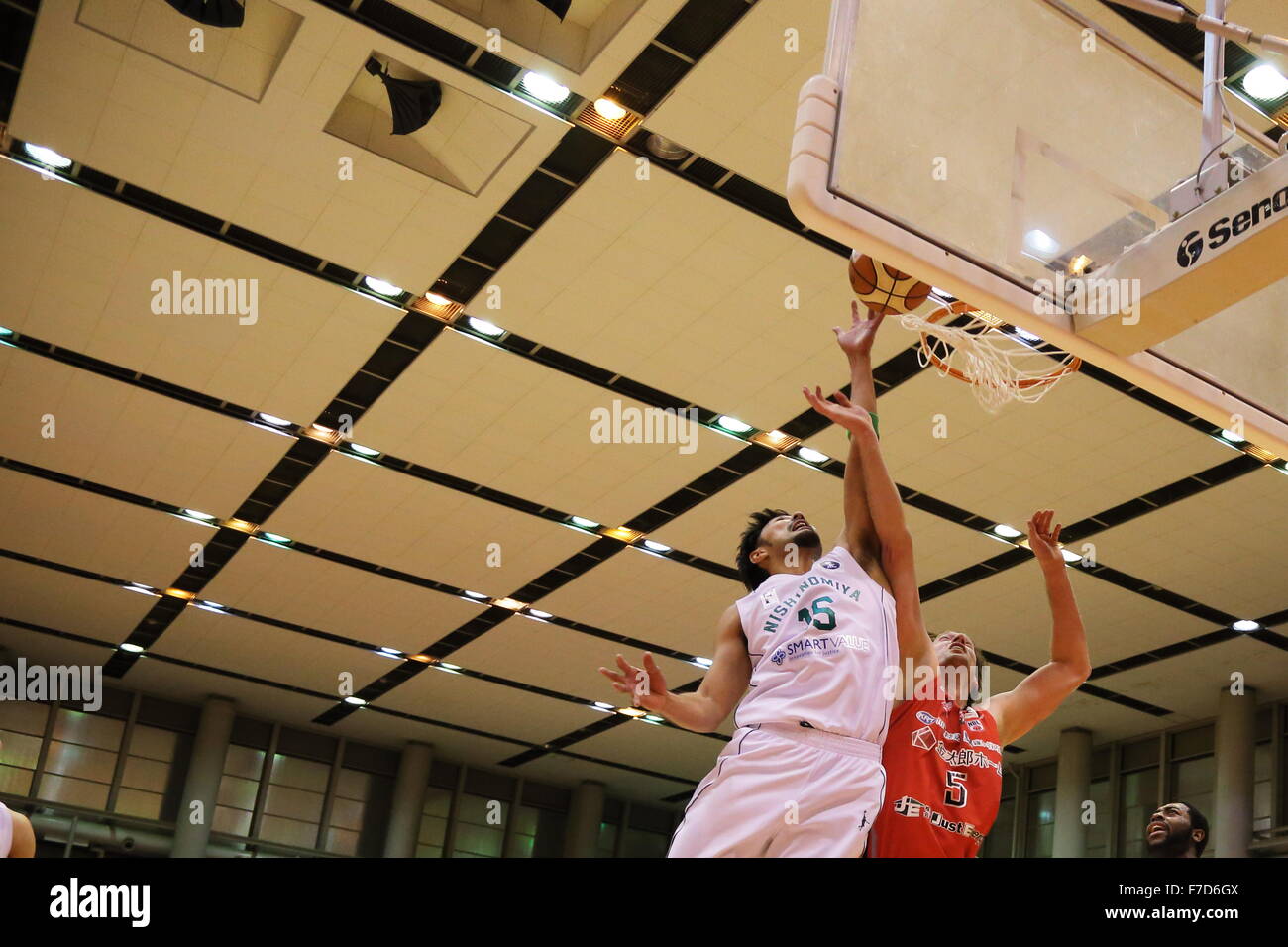 Vue générale, le 29 novembre 2015 - Basket-ball : Ligue Nationale de Basket-ball 'LBN' 2015-2016 entre les Jets de Chiba Yachiyo 99-69 Nishinomiya Cigognes au gymnase de la ville, Chiba, Japon. (Photo par AFLO SPORT) Banque D'Images