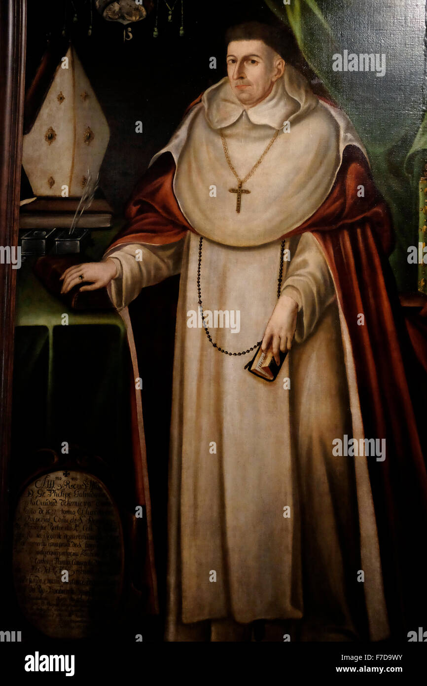 Portrait de l'Archevêque Fray Felipe Chavez Galindo y Pineda - Attribué à Diego de Cuentas - Guadalajara, Mexique 1700 Banque D'Images
