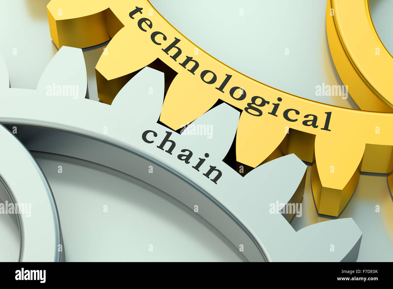 Concept de chaîne technologique sur les roues dentées métalliques Banque D'Images