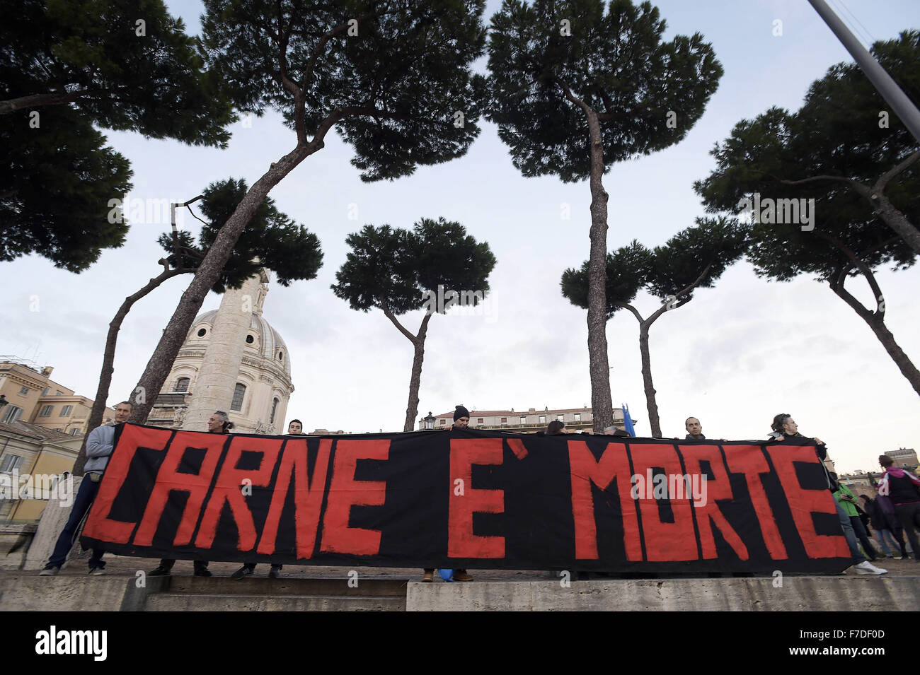 Le 29 novembre 2015 - L'Europe, Italie, Rome, 29 novembre 2015 :mars pendant un rassemblement de manifestants appelant à l'action sur les changements climatiques Le 29 novembre 2015 à Rome un jour avant le lancement de la COP21 conférence à Paris. Certains dirigeants 150 y compris le président américain Barack Obama en Chine, l'Inde, Xi Jinping Narendra Modi et Vladimir Poutine va à l'ouverture de la conférence des Nations Unies Lundi, chargé d'atteindre le premier pacte climatique véritablement universelle. L'objectif est de limiter le réchauffement moyen de deux degrés Celsius (3,6 degrés Fahrenheit), peut-être moins, plus de niveaux pré-révolution industrielle par c Banque D'Images