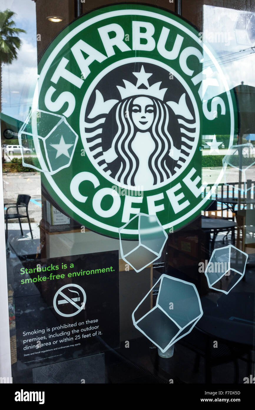 West Palm Beach Florida, Starbucks Coffee, devant, panneau, environnement non fumeur, non fumeur, les visiteurs voyagent visite touristique site touristique Banque D'Images