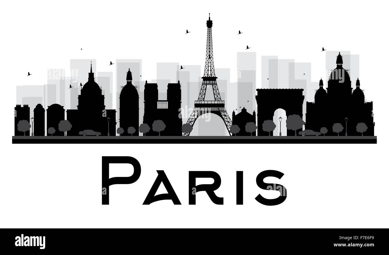 Paris ville silhouette noir et blanc. Vector illustration. Concept simple pour le tourisme, la bannière de présentation Illustration de Vecteur
