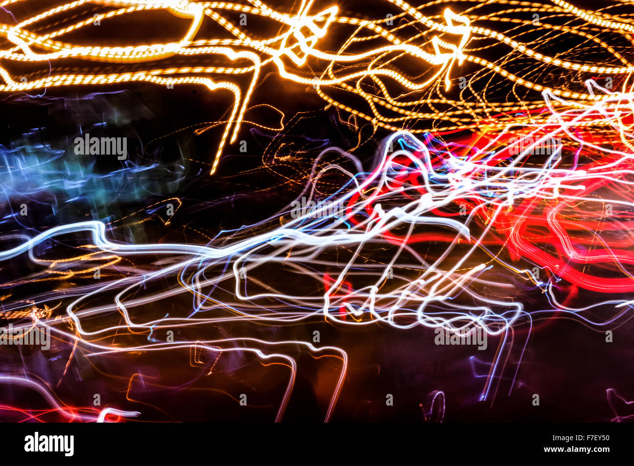 L'art de mur Lightpainting unique utilise des couleurs psychédéliques forts pour créer des photographies très moderne et remarquable Banque D'Images