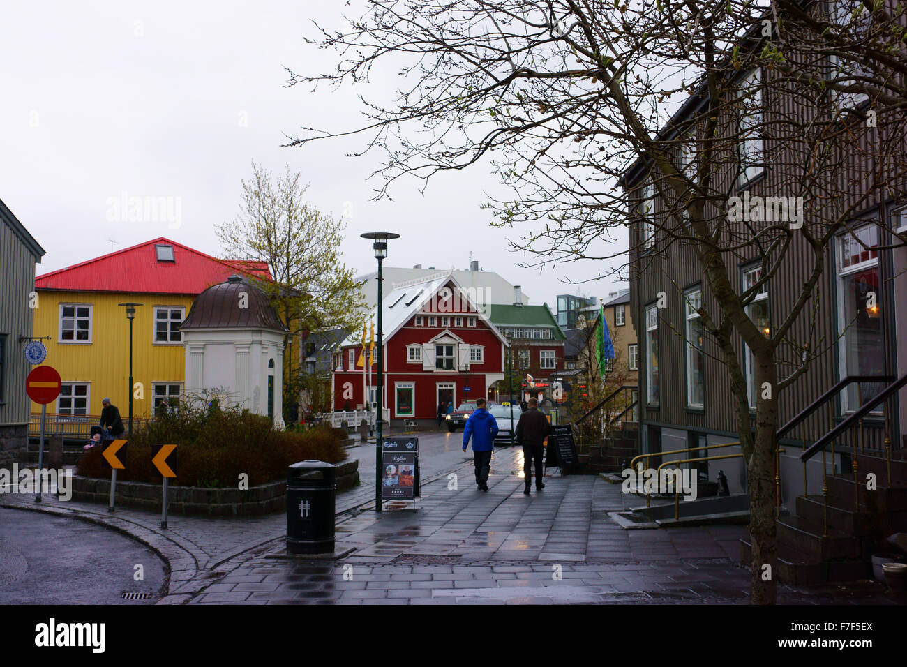 Centre historique du centre-ville de Reykjavik, Laugavegur Islande Banque D'Images