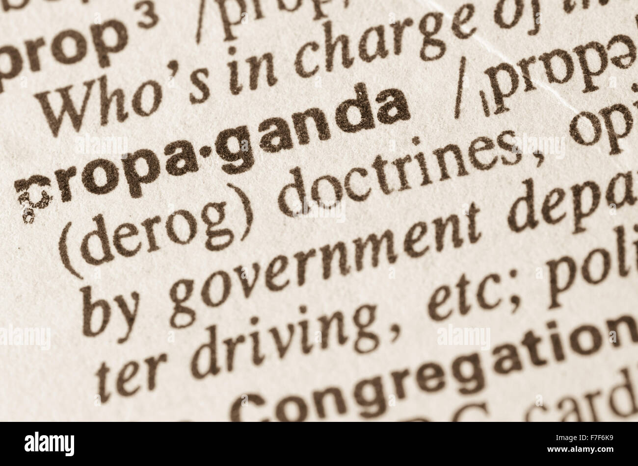 Définition du mot propagande dans le dictionnaire Banque D'Images