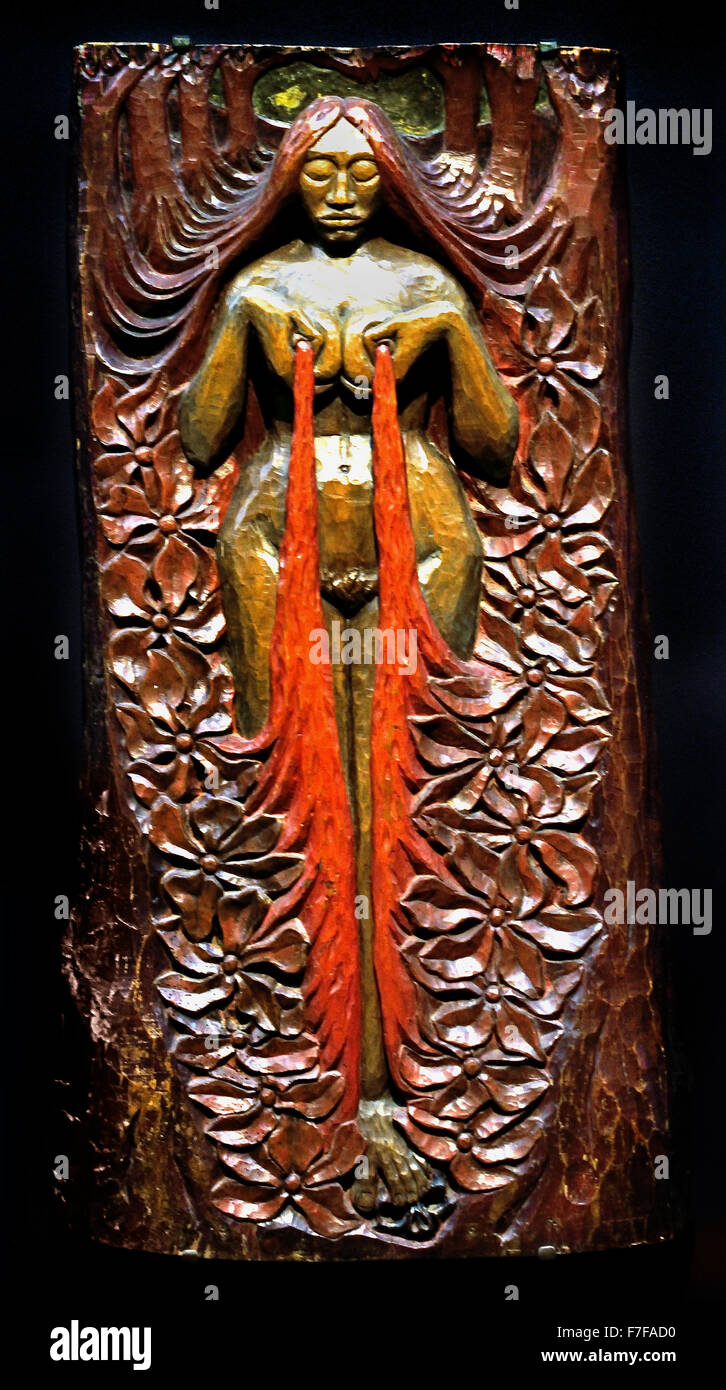 ISIS 1895 ( Mahogany bas relief polychrome partie ) Georges Lacombe 1868 - 1916 France Français Banque D'Images