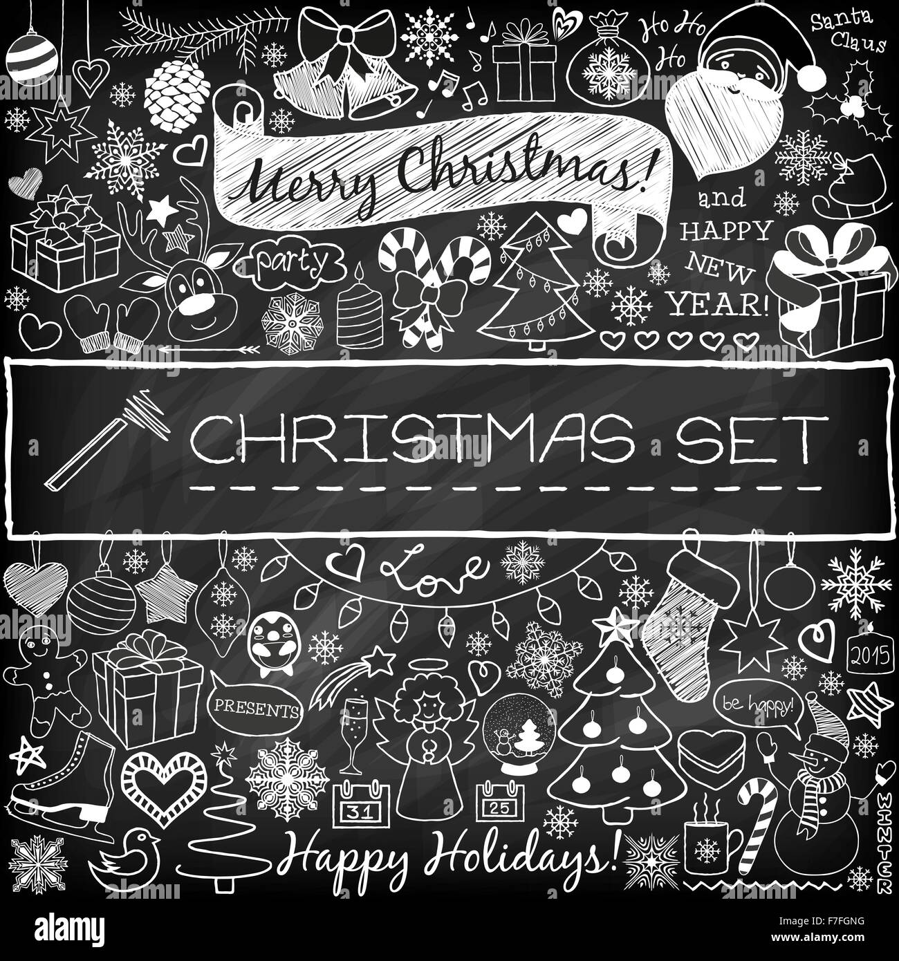 Icônes de Noël Doodle Illustration de Vecteur