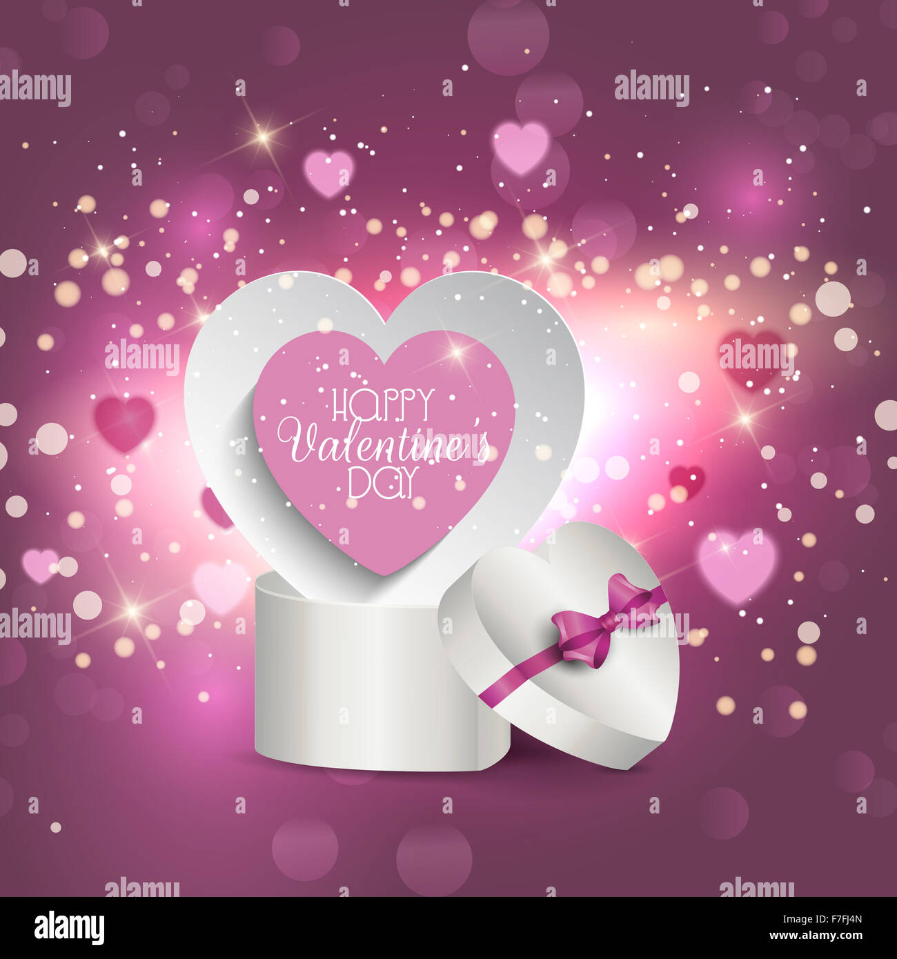Valentines Day background avec boîte cadeau en forme de coeur Banque D'Images