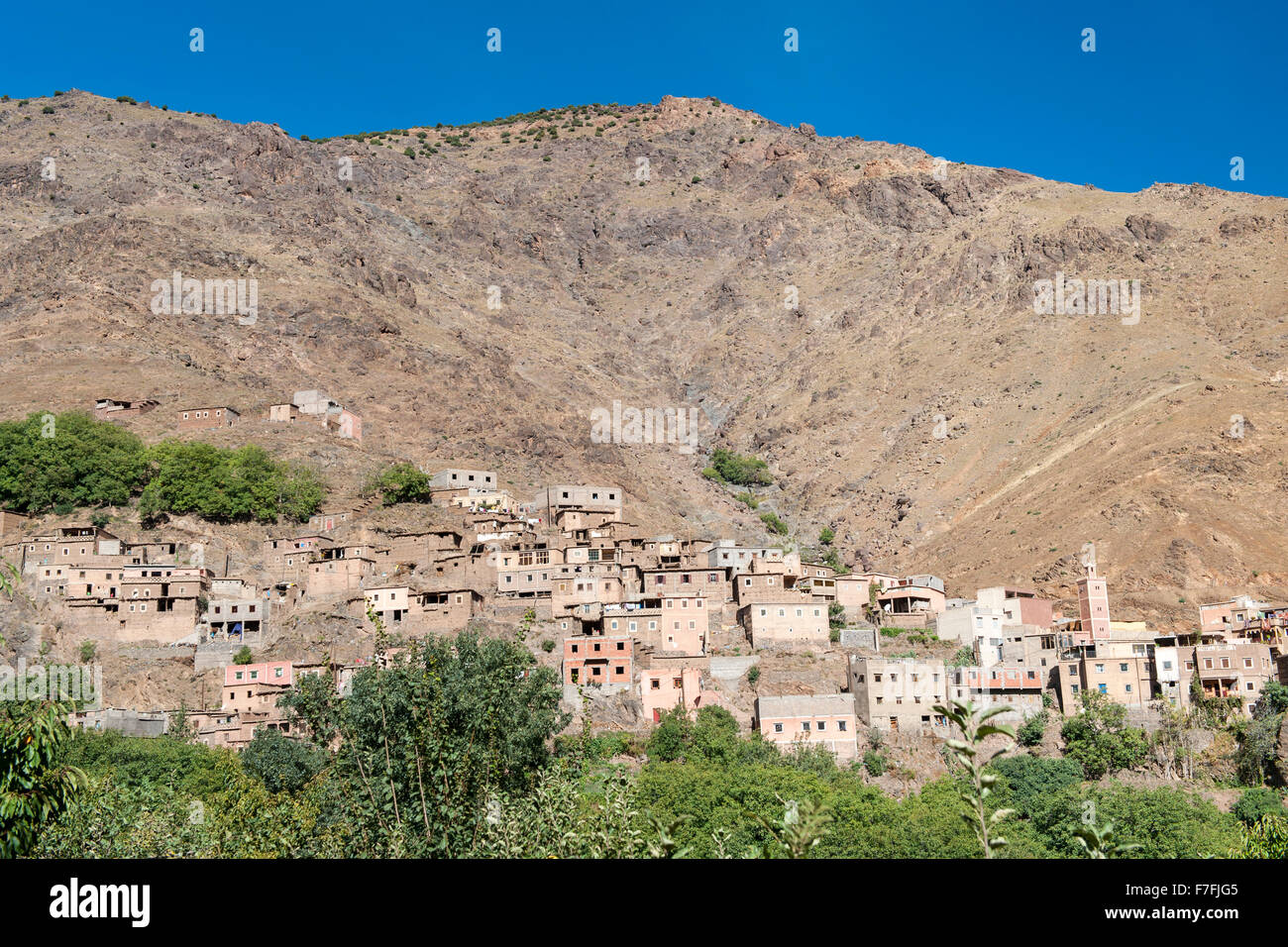 Taourirt n'Aci village près de Imlil Orchid (USA-2) dans les montagnes de l'Atlas au Maroc. Banque D'Images