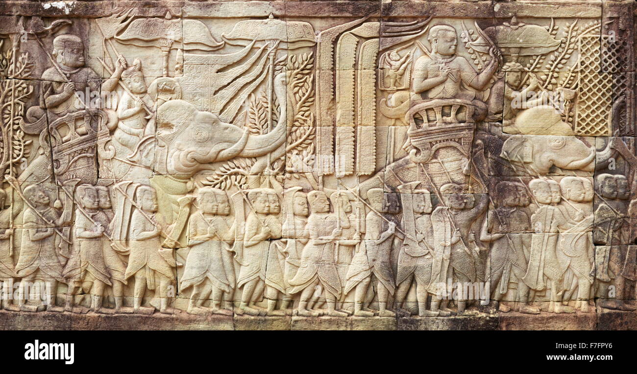 Temple Bayon, Angkor Thom, au Cambodge, en Asie Banque D'Images