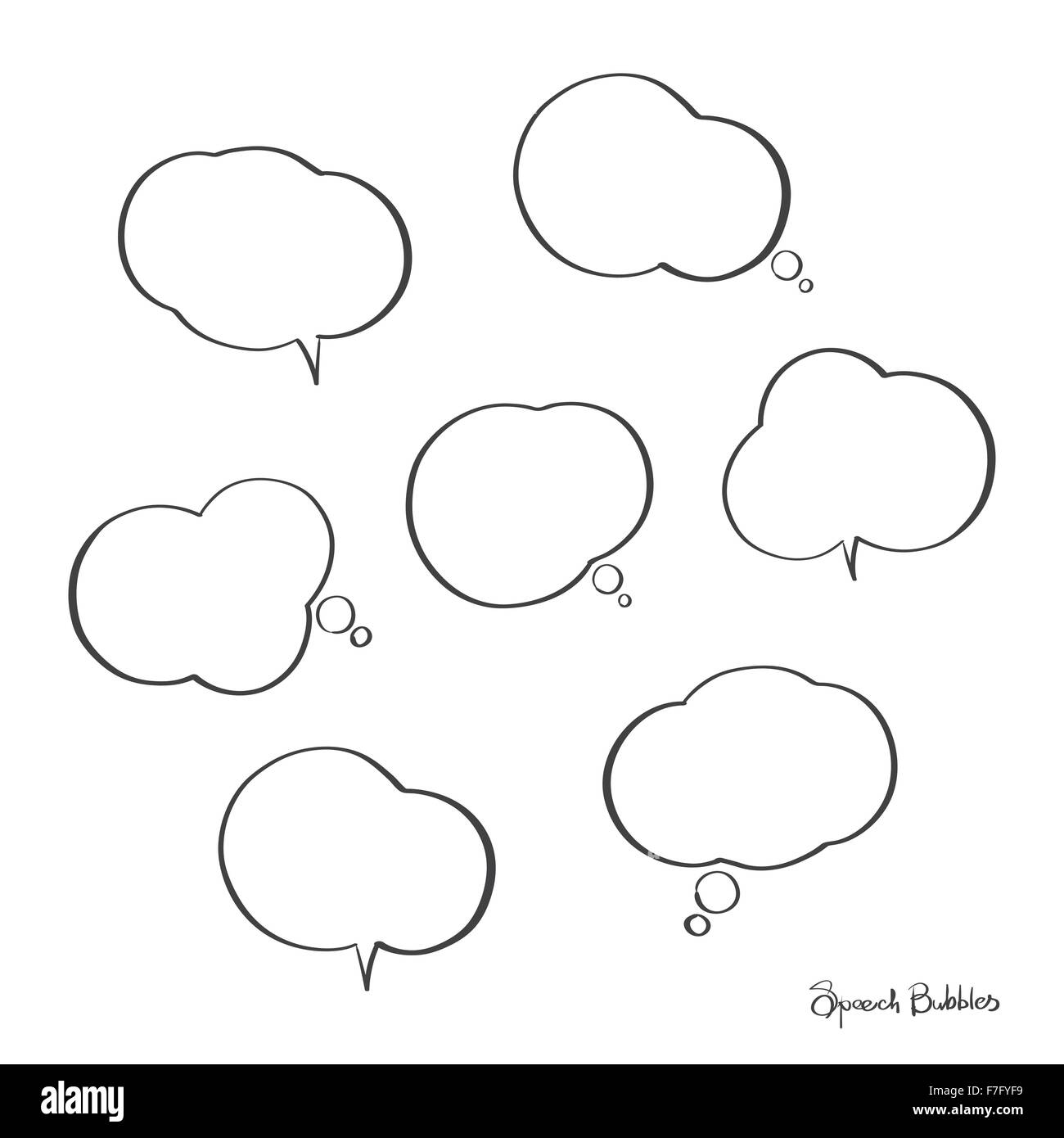 Jeu de bulles de bande dessinée isolé sur fond blanc. vecteur icônes nuages Modèle de texte vide. Illustration de Vecteur Jeu de bulles de bande dessinée isolé sur fond blanc. vecteur icônes nuages Modèle de texte vide. Illustration de Vecteur