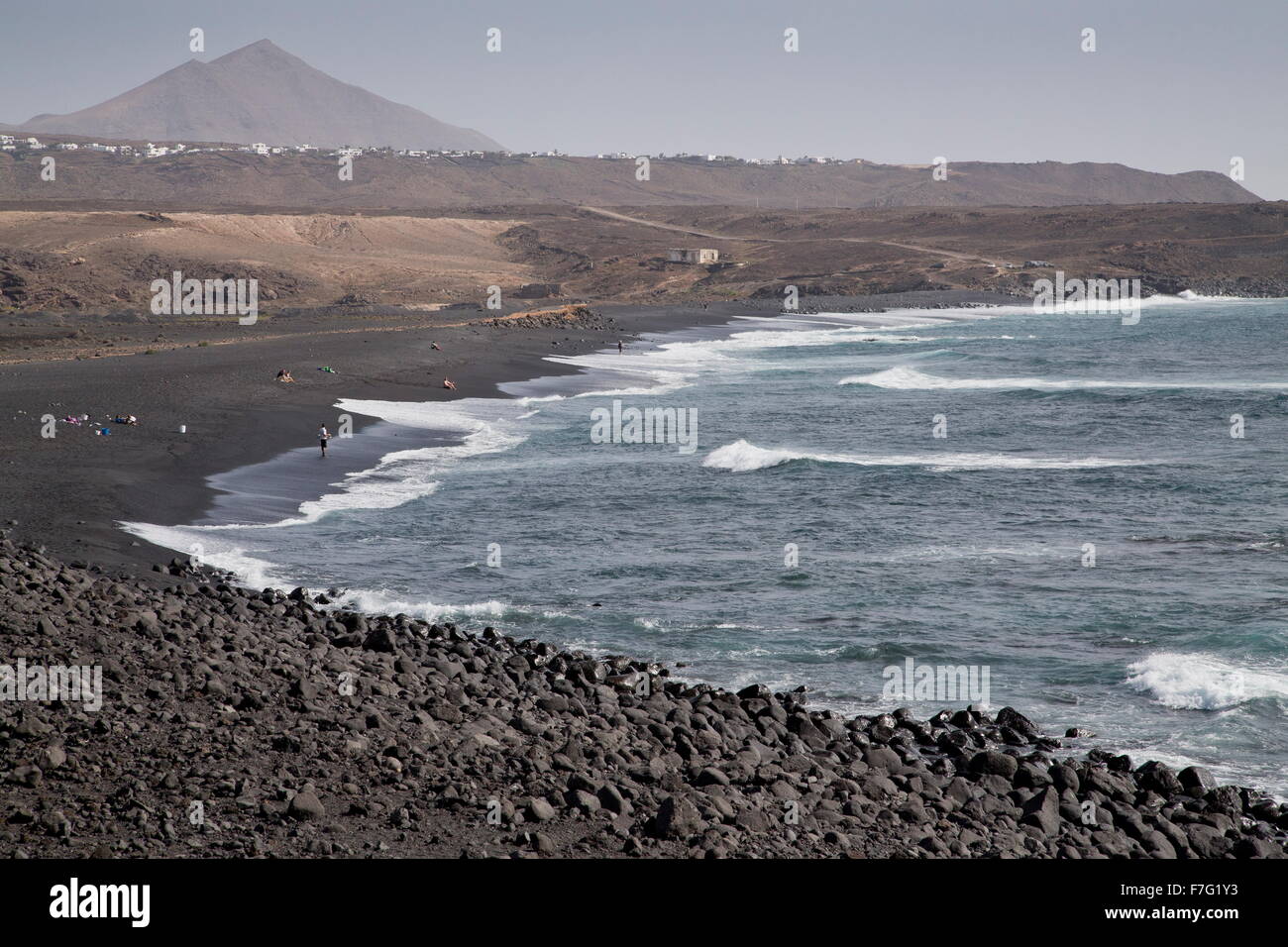 Littoral autour de los hervideros, formations de lave érodée, près d'El Golfo, Lanzarote Banque D'Images