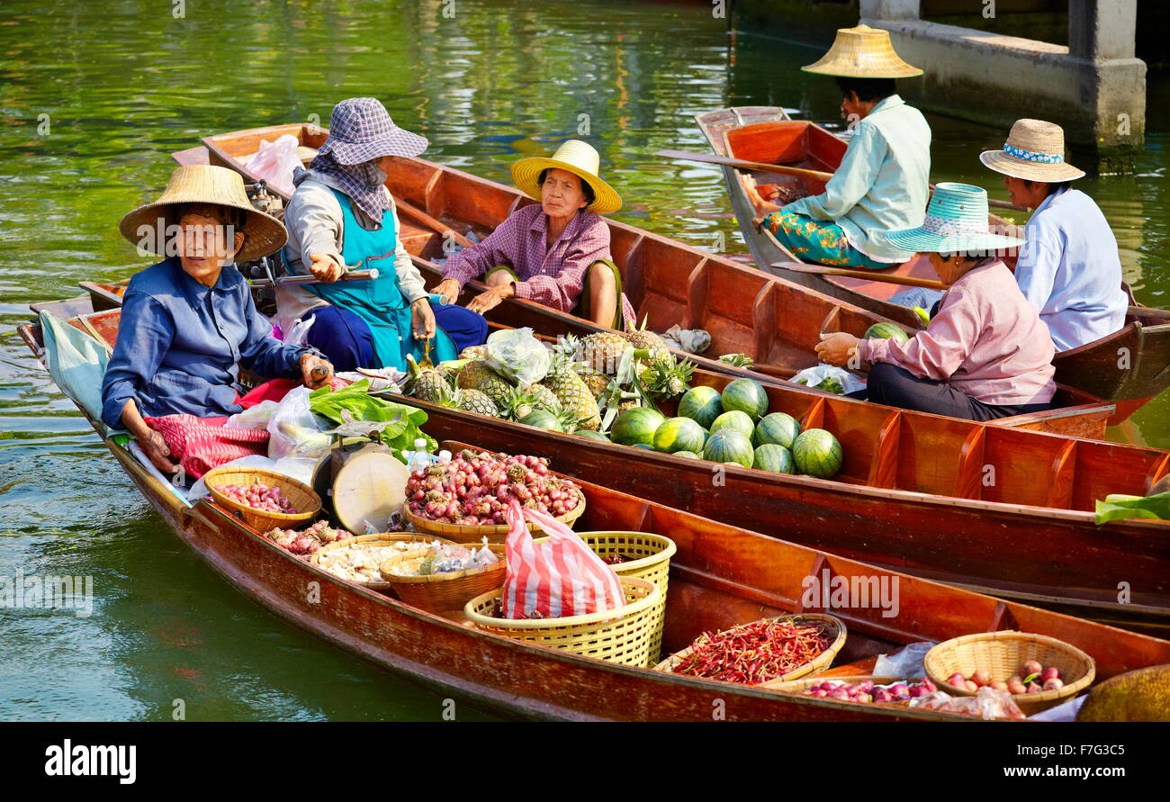 Bangkok - Tha Kha Marché flottant près de Bangkok, Thaïlande Banque D'Images
