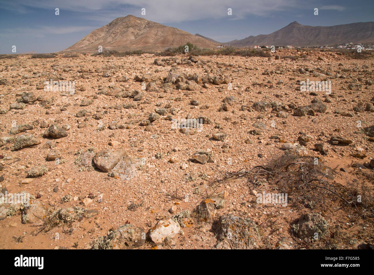 Sur les plaines de l'ouest, stony Tindaya Fuerteventura. Banque D'Images