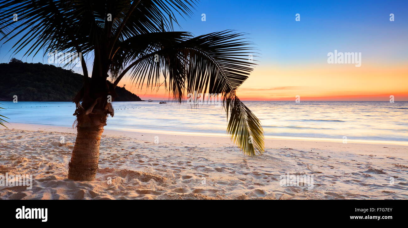 Plage de Koh Samet Island après le coucher du soleil, la Thaïlande Banque D'Images