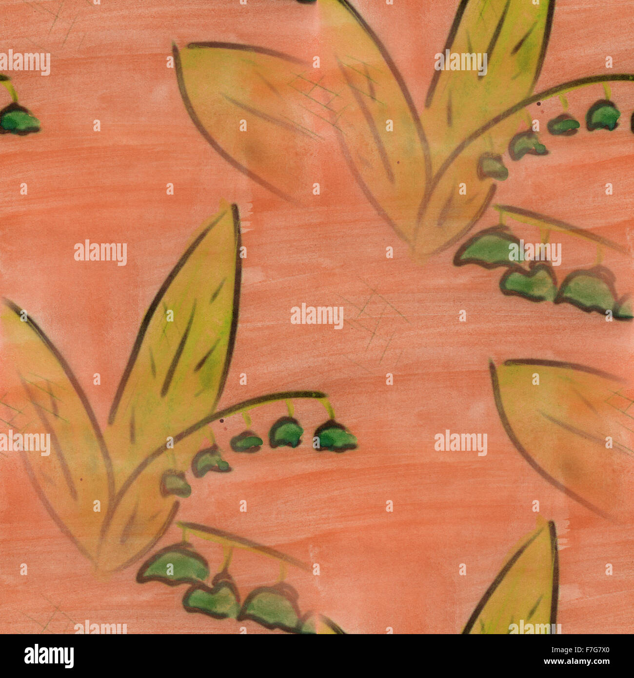 Brown lis de la vallée de l'herbe fleurs aquarelle texture seamless texture à la main pour votre site web Banque D'Images