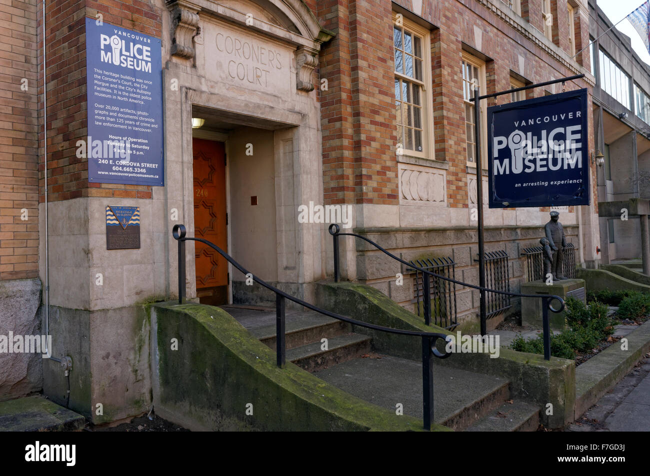 Extérieur de la Police de Vancouver Museum, Coroner's Court Building, Vancouver, BC, Canada Banque D'Images