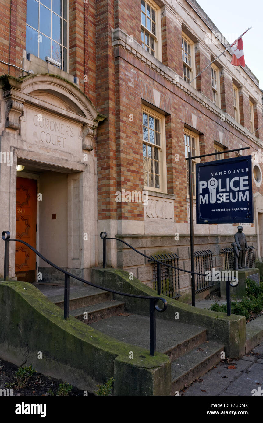 De l'extérieur de style néo-géorgien Vancouver Police Museum, Coroner's Court Building, Vancouver, BC, Canada Banque D'Images