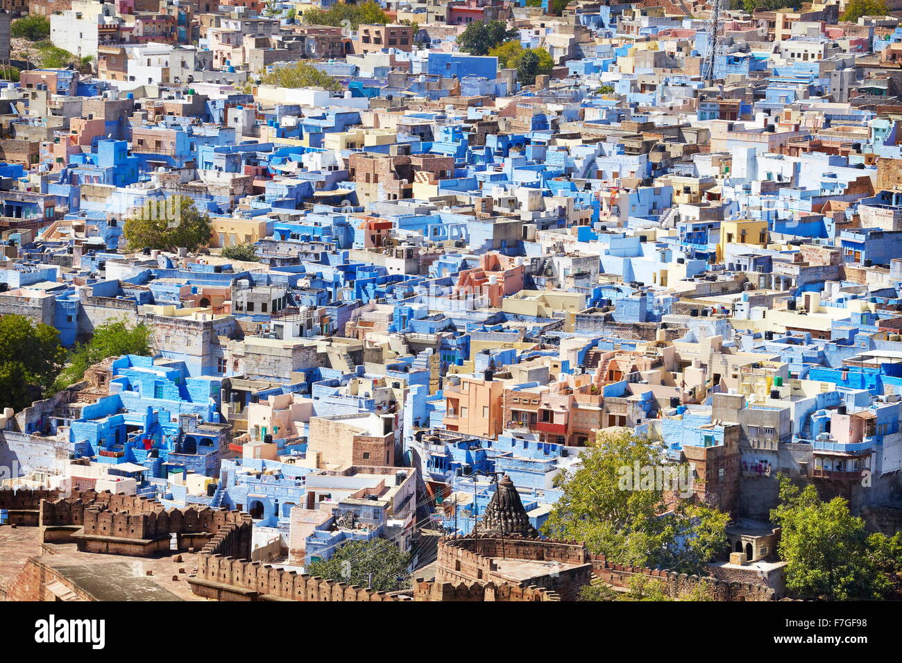 Jodhpur - vue de Meherangarh Fort de Jodhpur, la ville bleue du Rajasthan, Inde Banque D'Images