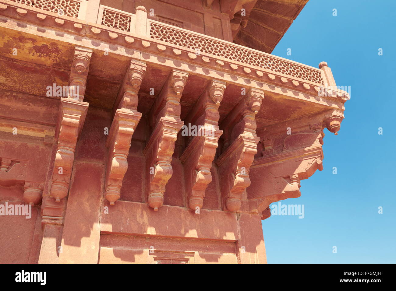 Fatehpur Sikri, Diwan-i-Khas détail de l'architecture, le magnat de la ville abandonnée, de l'Uttar Pradesh, Inde Banque D'Images