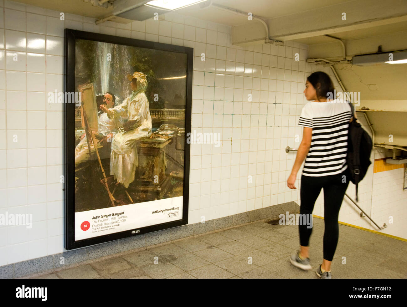 John Singer Sargent peinture reproduite sur panneau publicitaire à New York city subway dans le cadre du projet d'art partout. Banque D'Images