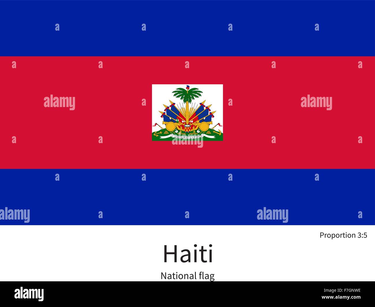 Drapeau national d'Haïti avec bonnes proportions, couleurs, éléments Illustration de Vecteur