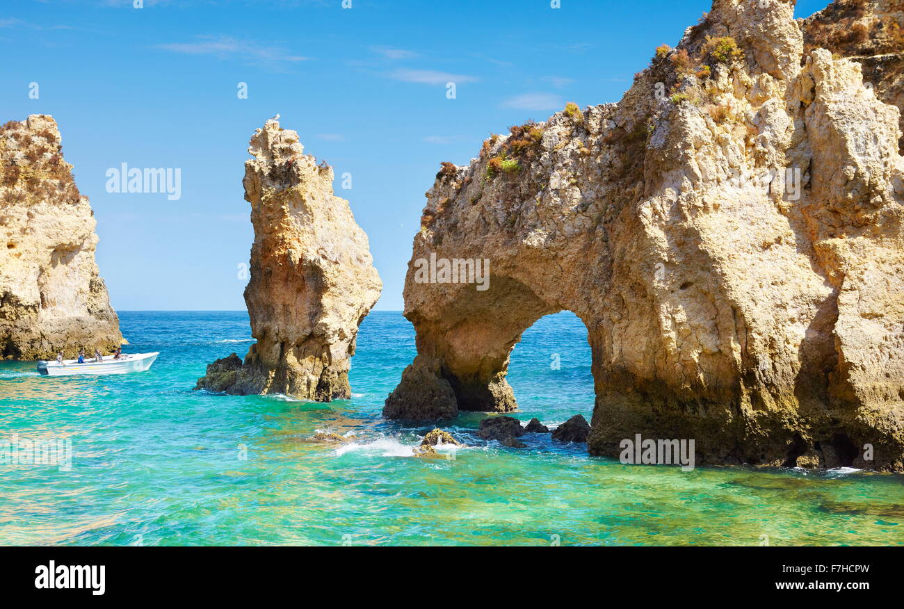 Côte de l'Algarve près de Ponta da Piedade, Portugal Banque D'Images