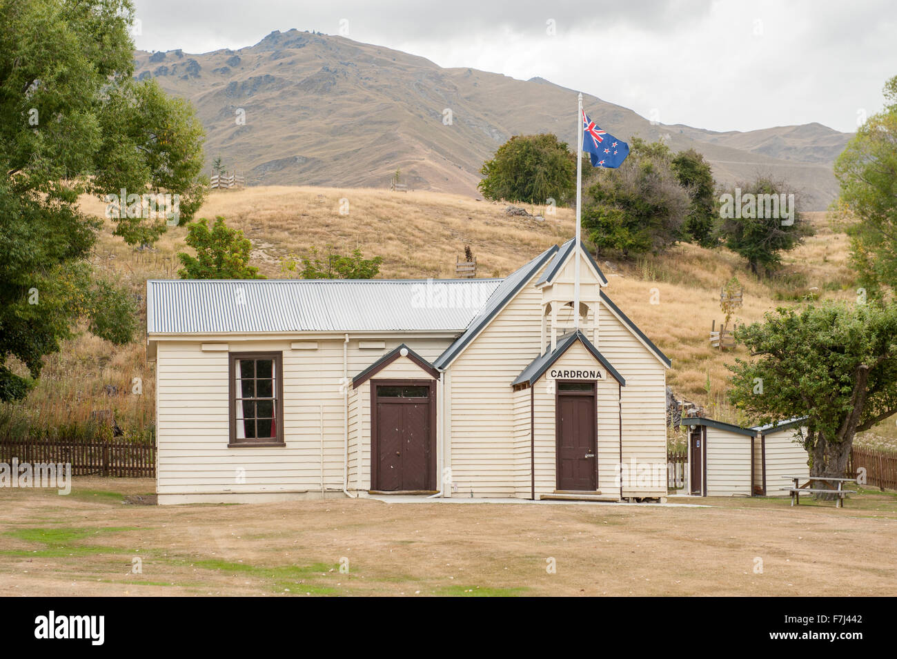 Eglise Vintage dans la ville pittoresque de Cardrona, Central Otago, île du Sud, Nouvelle-Zélande. Banque D'Images