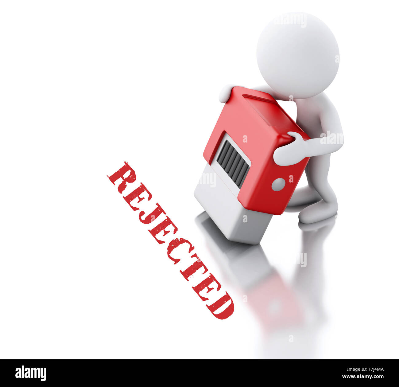 Moteur de rendu 3d image. Les blancs avec un timbre et le mot rejeté. Concept d'entreprise. Isolé sur fond blanc Banque D'Images
