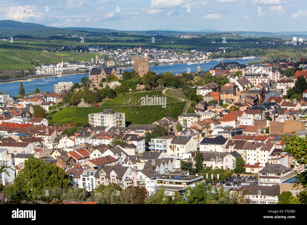 Ville de Bingen, vallée du Haut-Rhin moyen, l'Allemagne, Klopp, château Banque D'Images