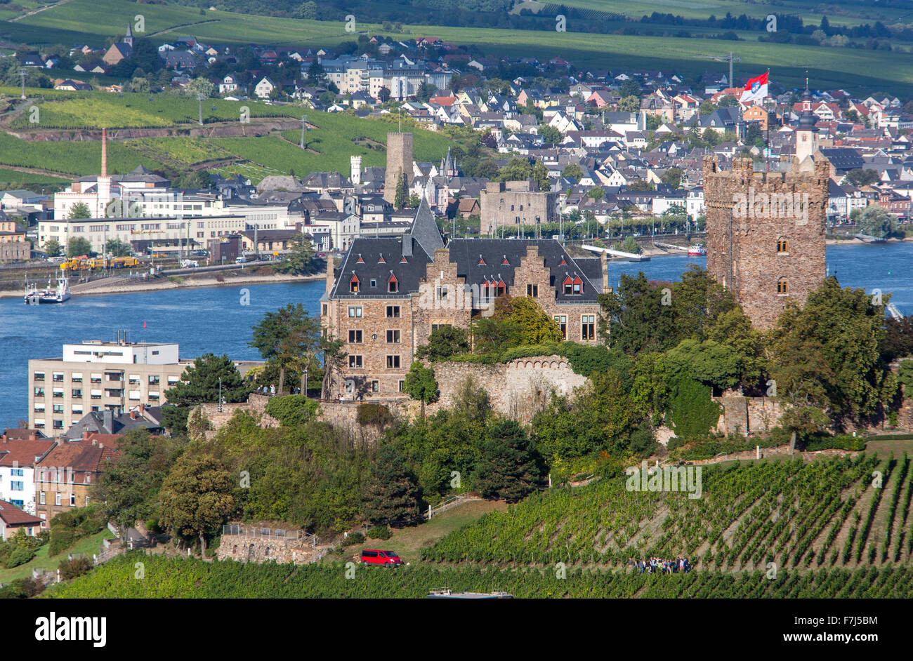 Ville de Bingen, vallée du Haut-Rhin moyen, l'Allemagne, Klopp, château Banque D'Images