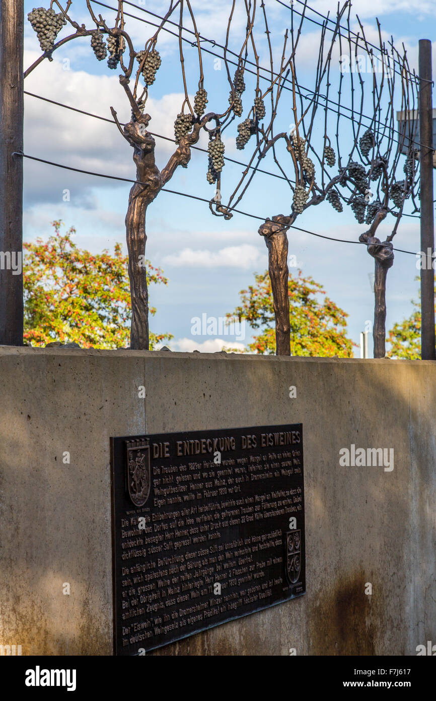 Ville de Bingen, vallée du Haut-Rhin moyen, Allemagne, monument de vin de glace Banque D'Images