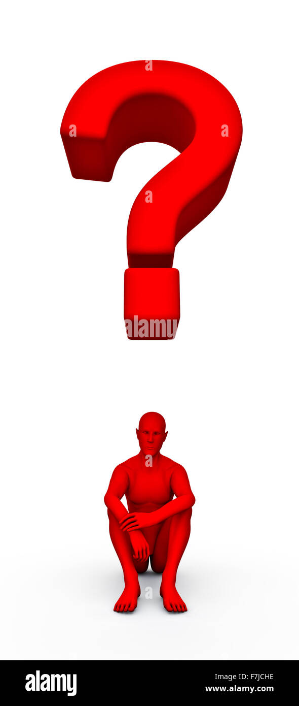 Question Homme / 3D render of figure masculine et point d'interrogation Banque D'Images