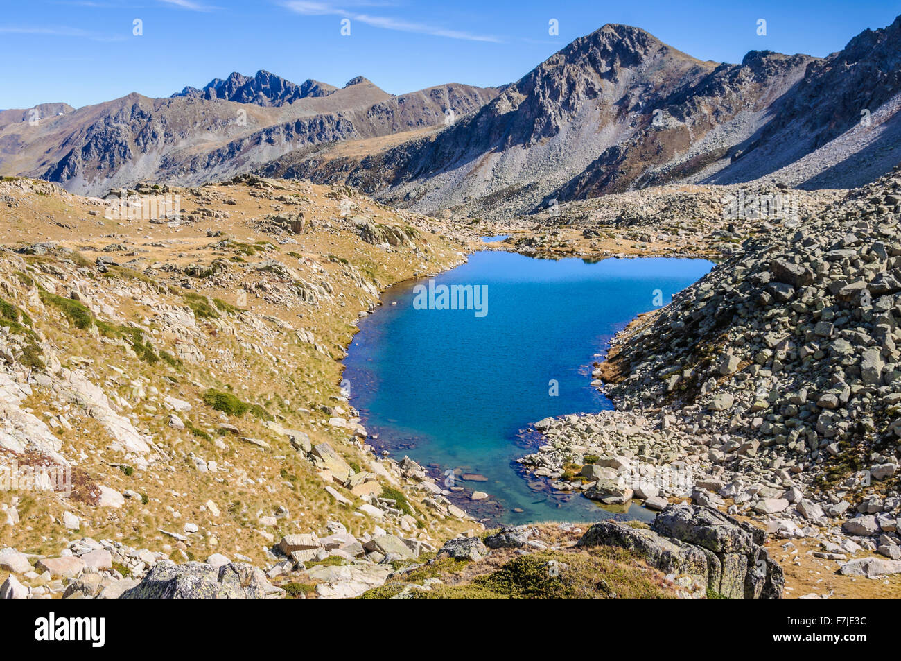 Vue panoramique sur les lacs dans le circuit des Pessons Lac, Andorre Banque D'Images