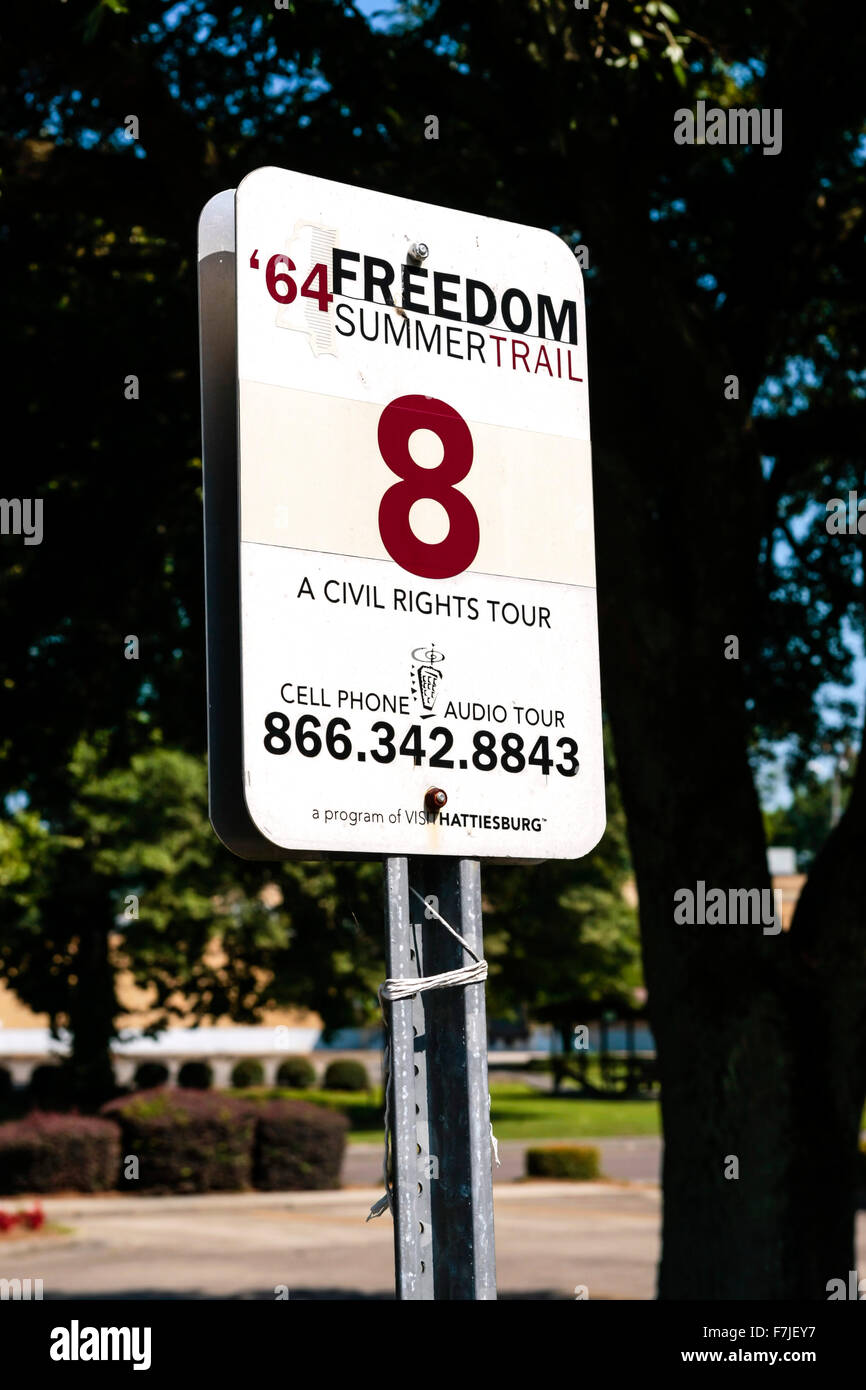 64 La liberté de l'été - un panneau d' Droits civils à Hattiesburg, Mississippi Banque D'Images