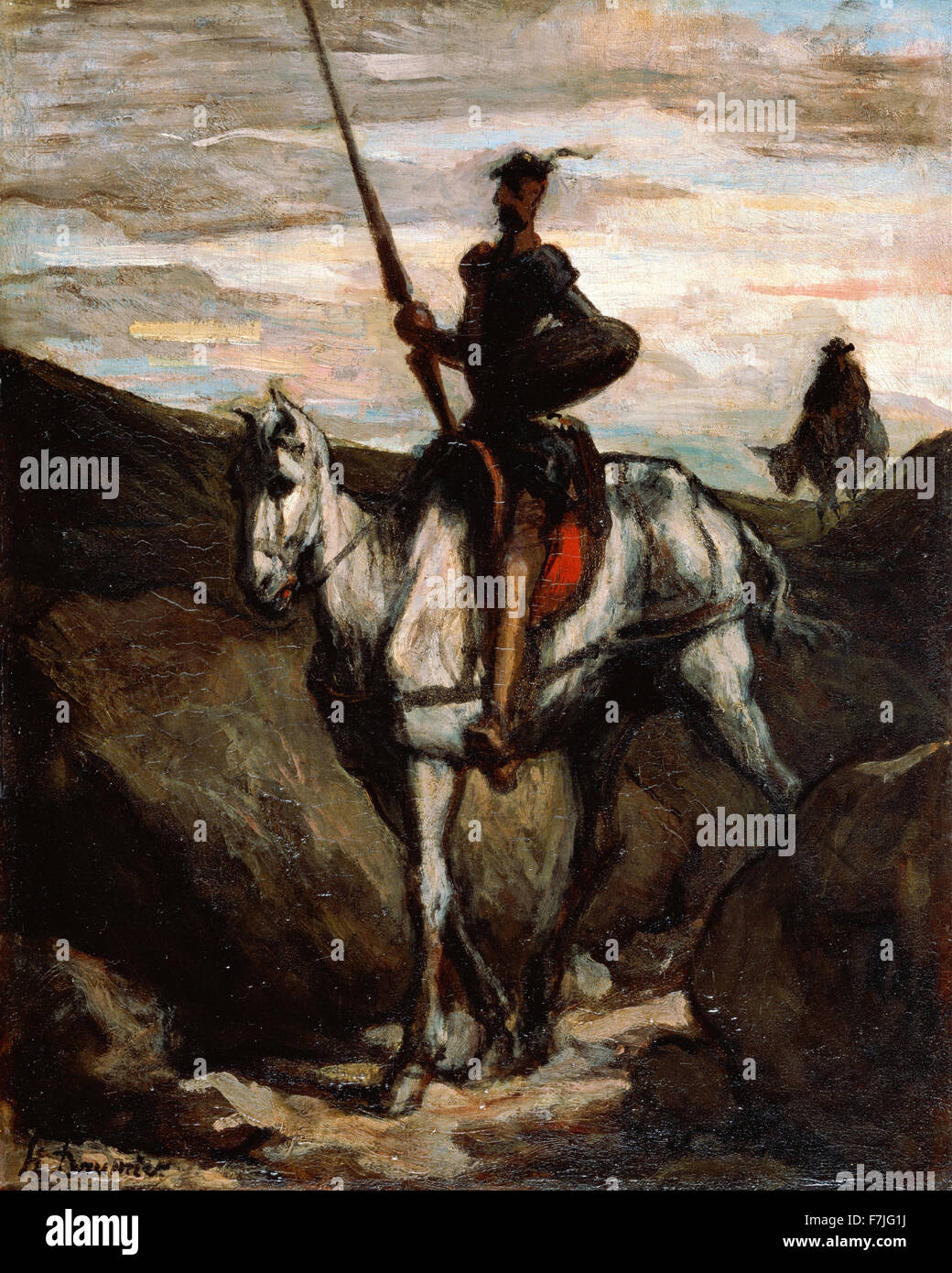 Daumier Honoré-Victorin - Don Quichotte dans les montagnes Banque D'Images